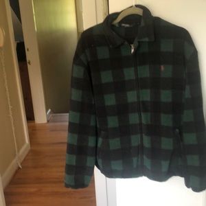 Men’s polo green/black pattern flannel pullover